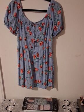 june & hudson Light Blue Floral Mini Dress